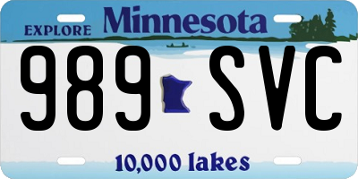 MN license plate 989SVC