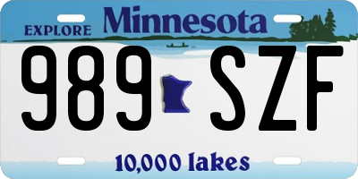 MN license plate 989SZF