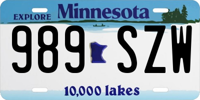MN license plate 989SZW