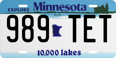 MN license plate 989TET
