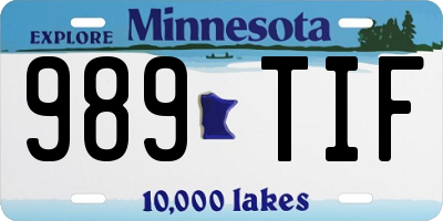 MN license plate 989TIF