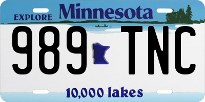 MN license plate 989TNC
