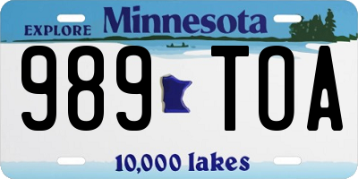 MN license plate 989TOA