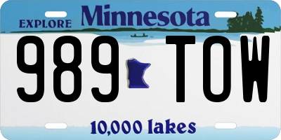MN license plate 989TOW