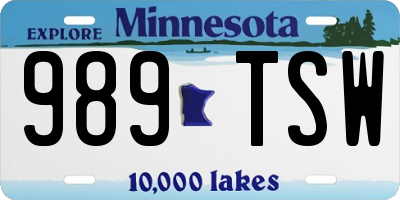 MN license plate 989TSW