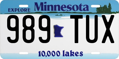 MN license plate 989TUX