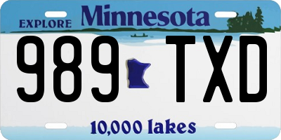 MN license plate 989TXD