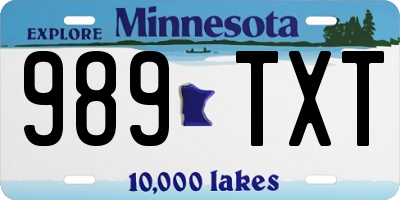 MN license plate 989TXT