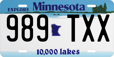 MN license plate 989TXX