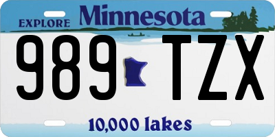 MN license plate 989TZX