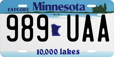 MN license plate 989UAA