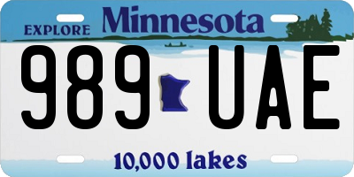 MN license plate 989UAE