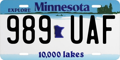 MN license plate 989UAF