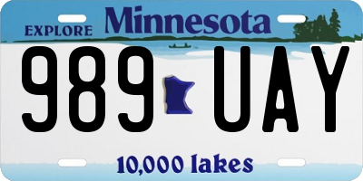 MN license plate 989UAY