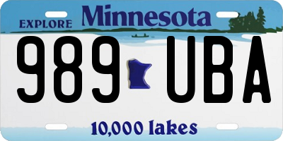 MN license plate 989UBA