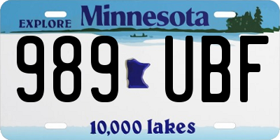 MN license plate 989UBF
