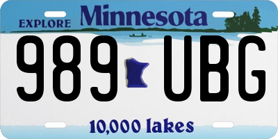 MN license plate 989UBG