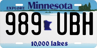 MN license plate 989UBH