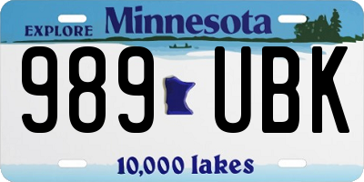 MN license plate 989UBK