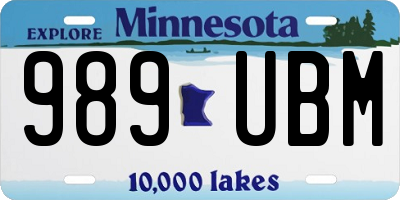 MN license plate 989UBM