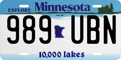 MN license plate 989UBN