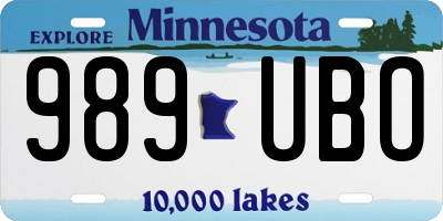 MN license plate 989UBO