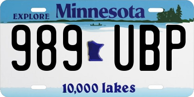 MN license plate 989UBP