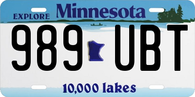 MN license plate 989UBT