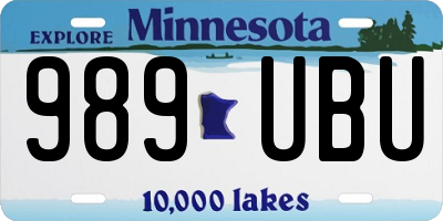 MN license plate 989UBU