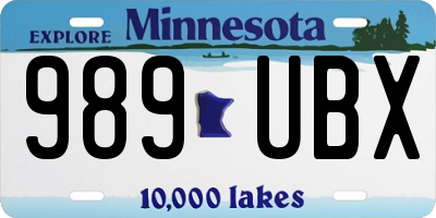 MN license plate 989UBX