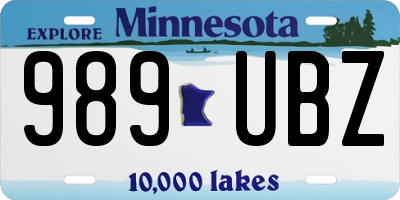 MN license plate 989UBZ