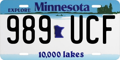 MN license plate 989UCF