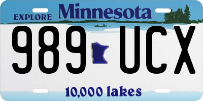 MN license plate 989UCX