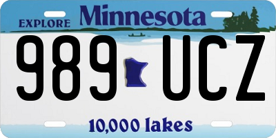 MN license plate 989UCZ