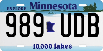 MN license plate 989UDB
