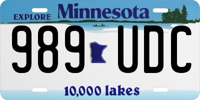 MN license plate 989UDC