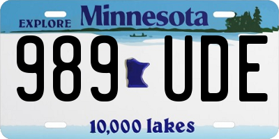 MN license plate 989UDE
