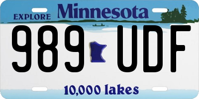 MN license plate 989UDF