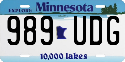 MN license plate 989UDG