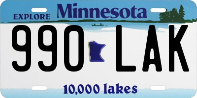 MN license plate 990LAK