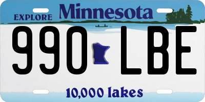 MN license plate 990LBE