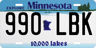 MN license plate 990LBK