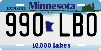 MN license plate 990LBO