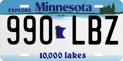 MN license plate 990LBZ