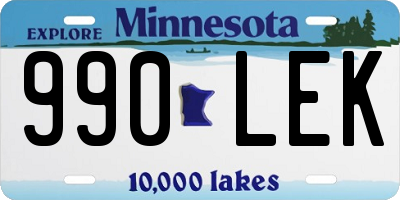 MN license plate 990LEK
