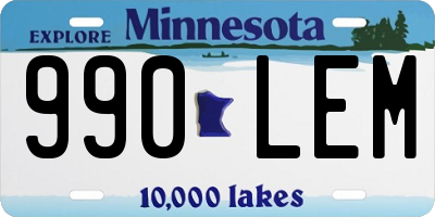 MN license plate 990LEM