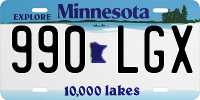 MN license plate 990LGX