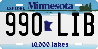 MN license plate 990LIB