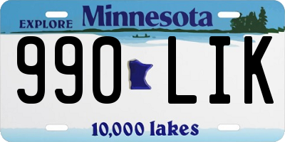 MN license plate 990LIK