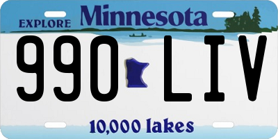 MN license plate 990LIV
